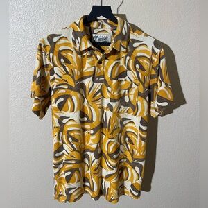 Howler Brothers Yellow & Brown Swirl Print Polo